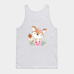 Fox girl with pink flowers Tank Top